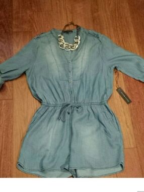 Haute Monde Light Blue Chambray Jumpsuit